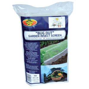 bug out garden insect screen in packaging with blue label